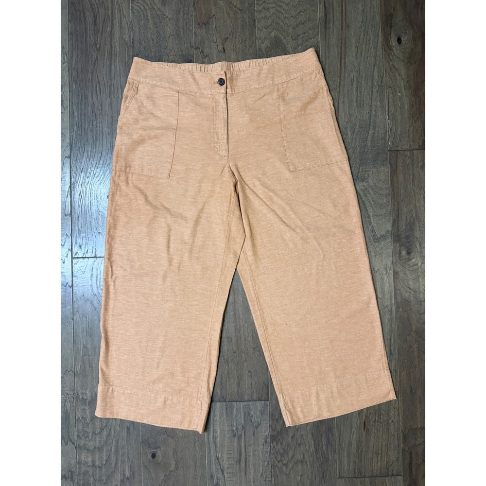 Pure Jill Elements Hemp Cotton Wide Leg Crop Pants Orange Terracotta Womens L